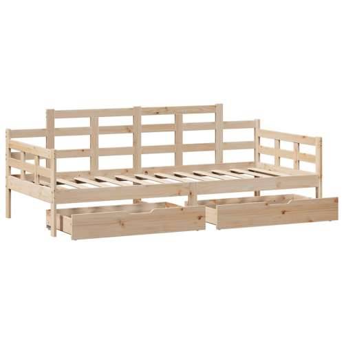Dnevni krevet s ladicama bez madraca 80x200 cm masivno drvo - Prirodna 80 x 200 cm Cijena