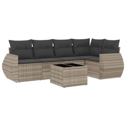 Vrtna garnitura - 6-dijelni set vrtnih sofa od poliratana s jastucima svjetlosivi - Svjetlosiva Bez stola 1 Cijena