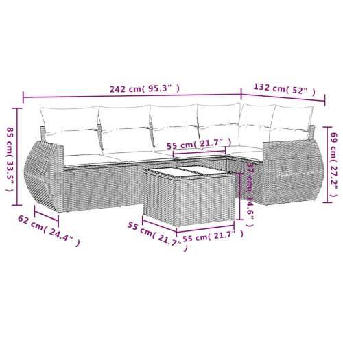 Vrtna garnitura - 6-dijelni set vrtnih sofa od poliratana s jastucima svjetlosivi - Svjetlosiva Bez stola 1 Cijena