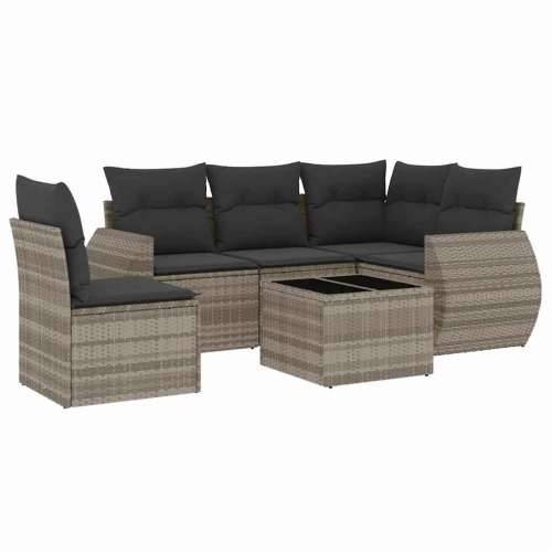 Vrtna garnitura - 6-dijelni set vrtnih sofa od poliratana s jastucima svjetlosivi - Svjetlosiva Bez stola 1 Cijena