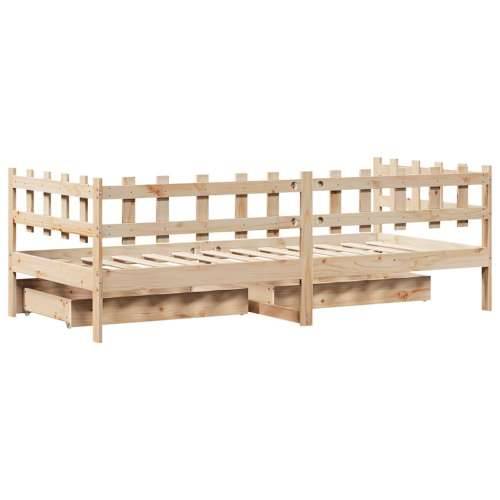 Dnevni krevet s ladicama bez madraca 90 x 190 cm masivno drvo Cijena