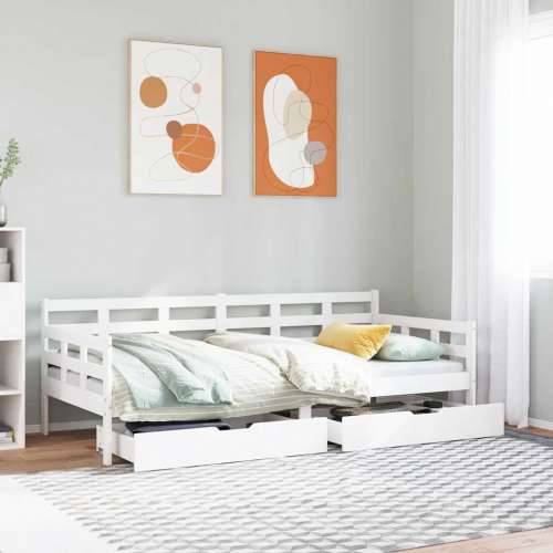 Dnevni krevet s ladicama bez madraca 80x200 cm masivno drvo - Bijela 80 x 200 cm Cijena