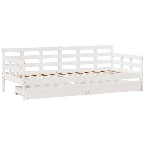 Dnevni krevet s ladicama bez madraca 80x200 cm masivno drvo - Bijela 80 x 200 cm Cijena