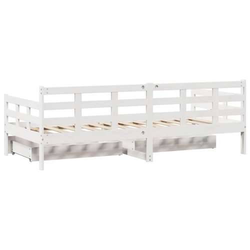 Dnevni krevet s ladicama bez madraca 80x200 cm masivno drvo - Bijela 80 x 200 cm Cijena