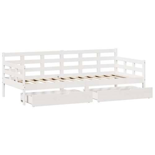 Dnevni krevet s ladicama bez madraca 80x200 cm masivno drvo - Bijela 80 x 200 cm Cijena