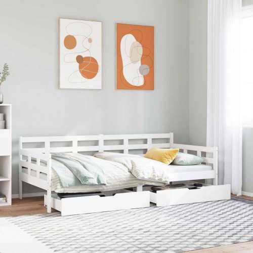 Dnevni krevet s ladicama bez madraca 80x200 cm masivno drvo - Bijela 90 x 190 cm Cijena