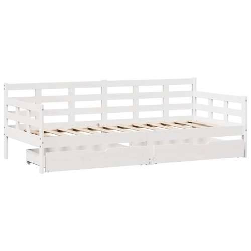 Dnevni krevet s ladicama bez madraca 80x200 cm masivno drvo - Bijela 90 x 190 cm Cijena