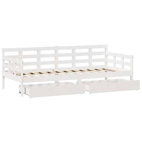 Dnevni krevet s ladicama bez madraca 80x200 cm masivno drvo - Bijela 90 x 190 cm Cijena