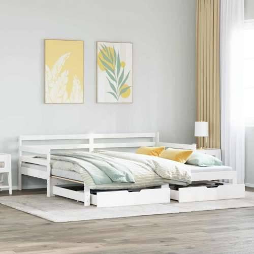 Dnevni krevet na razvlačenje s ladicama bez madraca 90 x 190 cm - Bijela 90 x 190 cm Cijena