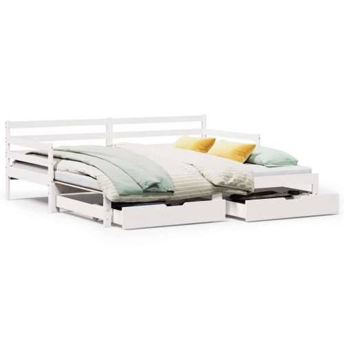Dnevni krevet na razvlačenje s ladicama bez madraca 90 x 190 cm - Bijela 90 x 190 cm Cijena