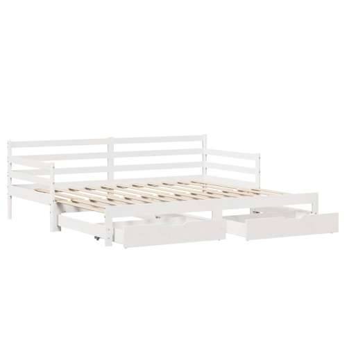 Dnevni krevet na razvlačenje s ladicama bez madraca 90 x 190 cm - Bijela 90 x 190 cm Cijena