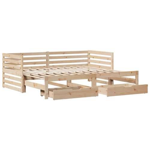 Dnevni krevet s ladicama bez madraca 90x200 cm masivno drvo - Prirodna 90 x 200 cm Cijena
