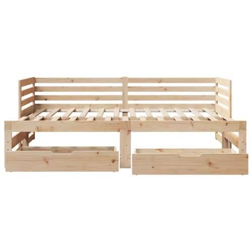 Dnevni krevet s ladicama bez madraca 90x200 cm masivno drvo - Prirodna 90 x 200 cm Cijena
