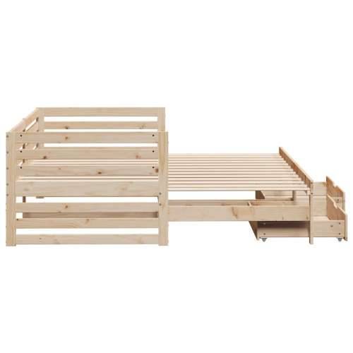 Dnevni krevet s ladicama bez madraca 90x200 cm masivno drvo - Prirodna 90 x 200 cm Cijena
