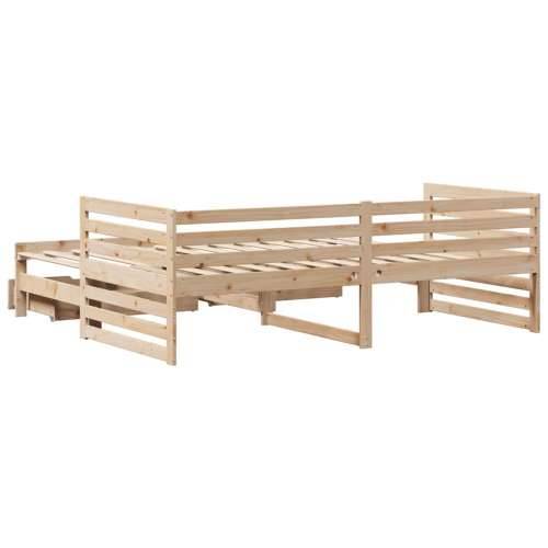 Dnevni krevet s ladicama bez madraca 90x200 cm masivno drvo - Prirodna 90 x 200 cm Cijena