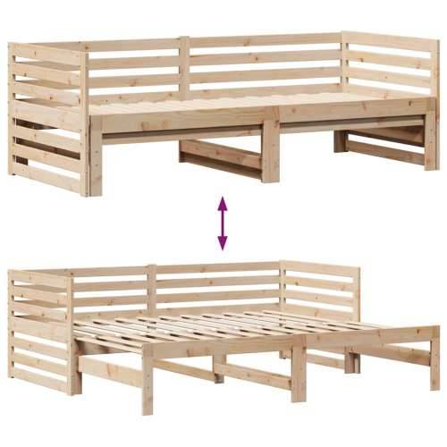 Dnevni krevet s ladicama bez madraca 90x200 cm masivno drvo - Prirodna 90 x 200 cm Cijena