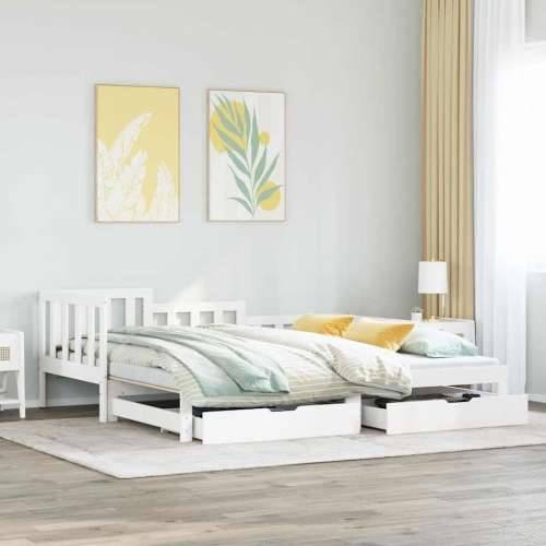 Dnevni krevet na razvlačenje s ladicama bez madraca 90 x 190 cm Bijela 90 x 190 cm Cijena