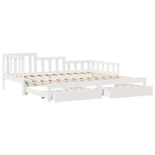Dnevni krevet na razvlačenje s ladicama bez madraca 90 x 190 cm - Bijela 90 x 190 cm Cijena