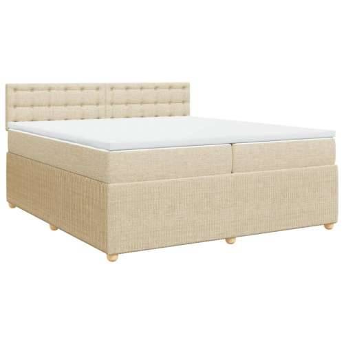 Krevet s oprugama i madracem krem 200 x 200 cm od tkanine - Krema 200 x 200 cm gumbi Cijena