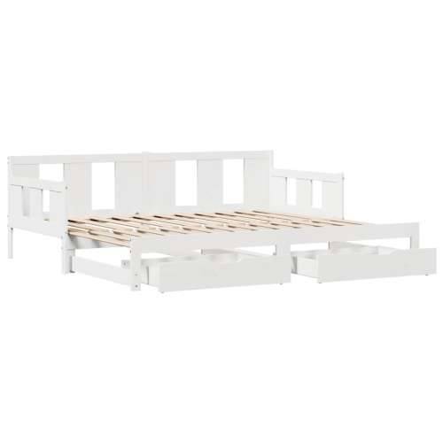 Dnevni krevet na razvlačenje s ladicama bez madraca 90 x 190 cm - Bijela 90 x 190 cm Cijena