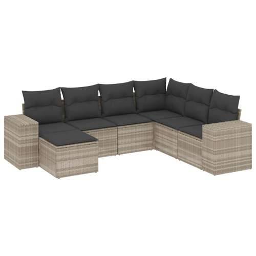 Vrtna garnitura - 7-dijelni set vrtnih sofa svjetlosivi od poliratana - Svjetlosiva Sa stolom 1 Cijena