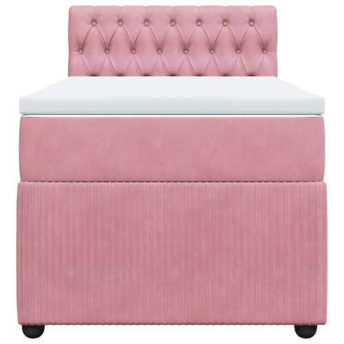 Box spring krevet s madracem ružičasti 90x190 cm baršunasti - Ružičasta 90 x 190 cm Dizajn s gumbima Cijena