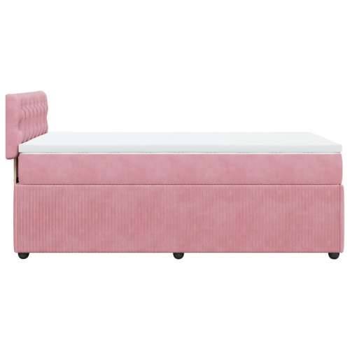 Box spring krevet s madracem ružičasti 90x190 cm baršunasti - Ružičasta 90 x 190 cm Dizajn s gumbima Cijena