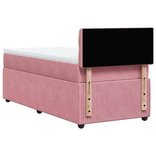Box spring krevet s madracem ružičasti 90x190 cm baršunasti - Ružičasta 90 x 190 cm Dizajn s gumbima Cijena