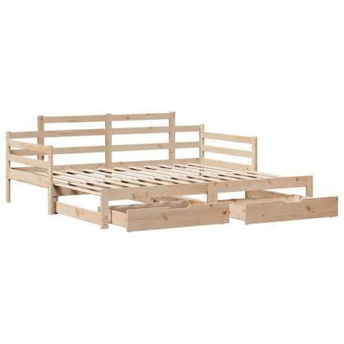 Dnevni krevet na razvlačenje s ladicama bez madraca 80x200 cm - Prirodna 80 x 200 cm Cijena