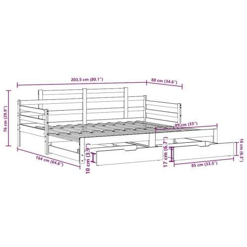 Dnevni krevet na razvlačenje s ladicama bez madraca 80x200 cm - Prirodna 80 x 200 cm Cijena