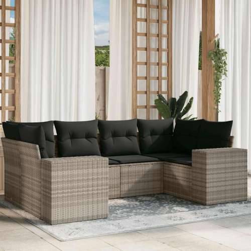 Vrtna garnitura - 6-dijelni set vrtnih sofa od poliratana s jastucima svjetlosivi - Svjetlosiva 1 Cijena