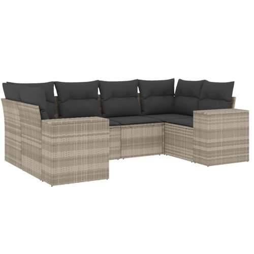 Vrtna garnitura - 6-dijelni set vrtnih sofa od poliratana s jastucima svjetlosivi - Svjetlosiva 1 Cijena