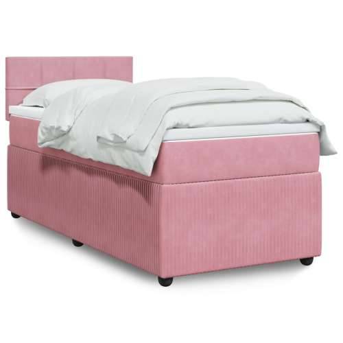 Box spring krevet s madracem ružičasti 90x190 cm baršunasti - Ružičasta 90 x 190 cm Blok s kvadratima Cijena