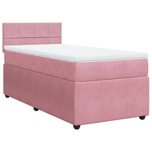Box spring krevet s madracem ružičasti 90x190 cm baršunasti - Ružičasta 90 x 190 cm Blok s kvadratima Cijena