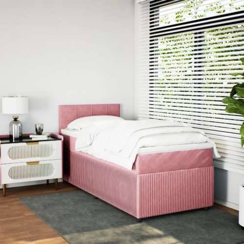 Box spring krevet s madracem ružičasti 90x190 cm baršunasti - Ružičasta 90 x 190 cm Blok s kvadratima Cijena