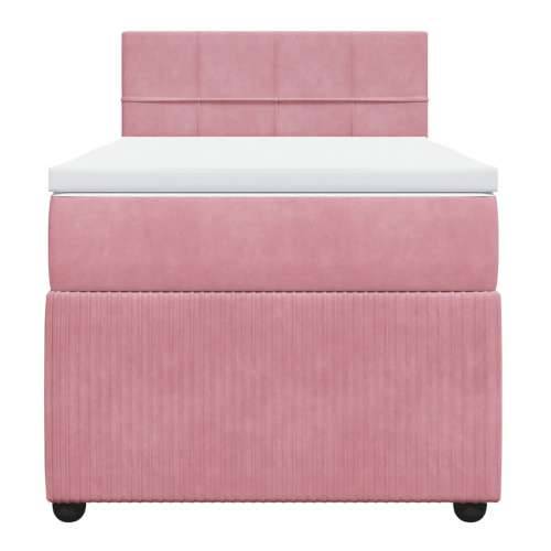 Box spring krevet s madracem ružičasti 90x190 cm baršunasti - Ružičasta 90 x 190 cm Blok s kvadratima Cijena