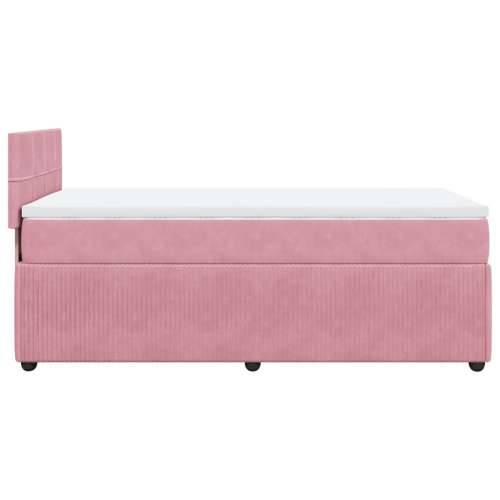 Box spring krevet s madracem ružičasti 90x190 cm baršunasti - Ružičasta 90 x 190 cm Blok s kvadratima Cijena