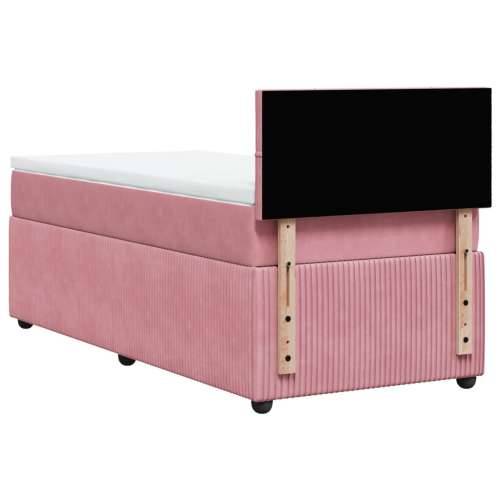 Box spring krevet s madracem ružičasti 90x190 cm baršunasti - Ružičasta 90 x 190 cm Blok s kvadratima Cijena