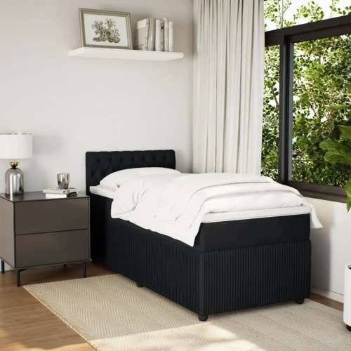 Box spring krevet s madracem crni 90x200 cm baršunasti Crna 90 x 200 cm Dizajn s gumbima Cijena