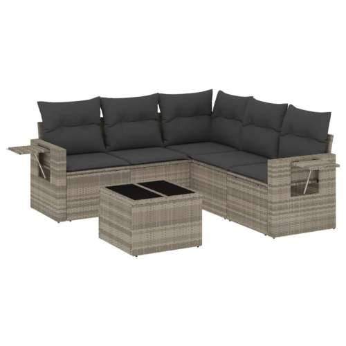 Vrtna garnitura - 6-dijelni set vrtnih sofa od poliratana s jastucima svjetlosivi - Svjetlosiva Sa stolom 1 Cijena