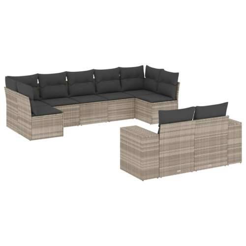 Vrtna garnitura - 9-dijelni set vrtnih sofa od poliratana s jastucima svjetlosivi - Svjetlosiva i tamnosiva Bez stola 1 Cijena