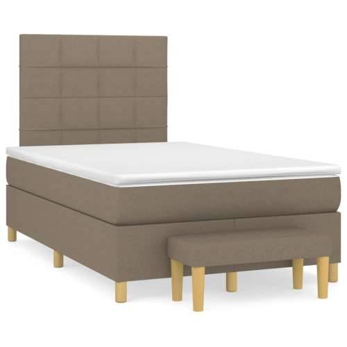Krevet s oprugama i madracem smeđesivi 120 x 190 cm od tkanine - Sivo-smeđa 120 x 190 cm Blok s kvadratima Cijena