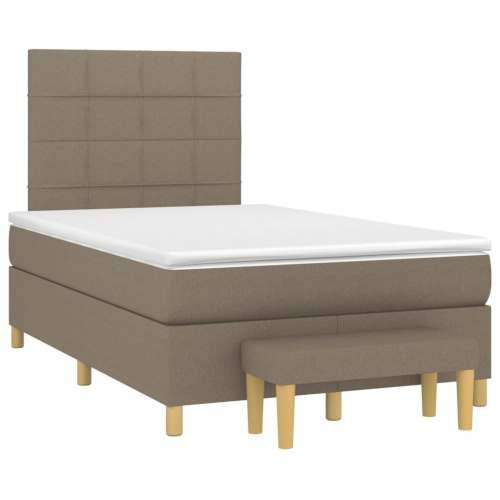 Krevet s oprugama i madracem smeđesivi 120 x 190 cm od tkanine - Sivo-smeđa 120 x 190 cm Blok s kvadratima Cijena
