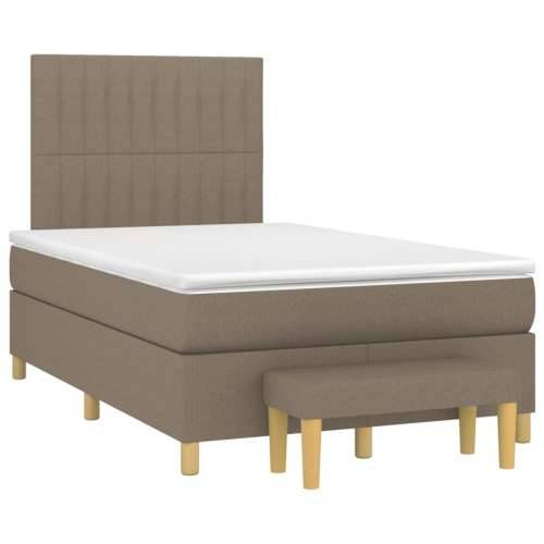 Krevet s oprugama i madracem smeđesivi 120 x 190 cm od tkanine - Sivo-smeđa 120 x 190 cm Okomite pruge Cijena