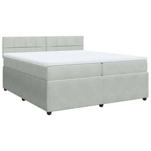 Krevet s oprugama i madracem svjetlosivi 200x200 cm baršunasti - Svjetlosiva 200 x 200 cm Blok s kvadratima Cijena