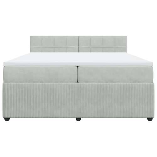 Krevet s oprugama i madracem svjetlosivi 200x200 cm baršunasti - Svjetlosiva 200 x 200 cm Blok s kvadratima Cijena
