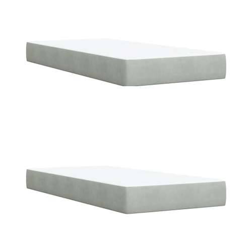 Krevet s oprugama i madracem svjetlosivi 200x200 cm baršunasti - Svjetlosiva 200 x 200 cm Blok s kvadratima Cijena
