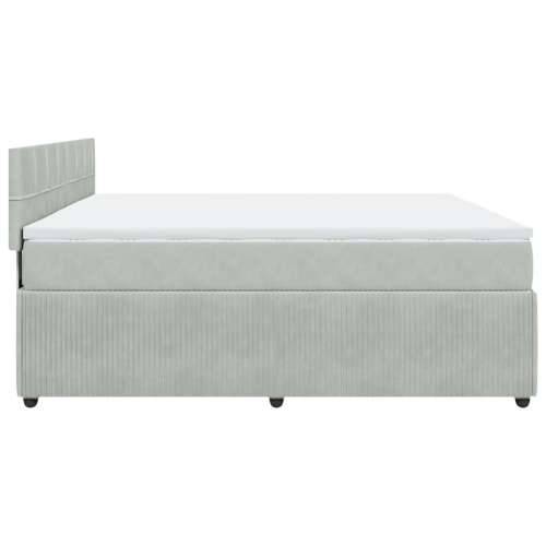 Krevet s oprugama i madracem svjetlosivi 200x200 cm baršunasti - Svjetlosiva 200 x 200 cm Blok s kvadratima Cijena