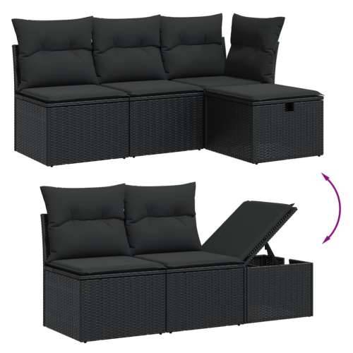 Vrtna garnitura - 7-dijelni set vrtnih sofa od poliratana s jastucima crni - Crna bez spremišta 1 Cijena