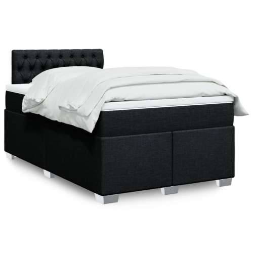Krevet box spring s madracem crni 120 x 190 cm od tkanine - Crna 120 x 190 cm Dizajn s gumbima Cijena